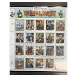 Sheet of Civil War Commemorative Stamps