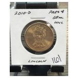 2010-D Lincoln Dollar Coin in Holder