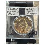 2008 John Adams Gold-Tone Coin in Case