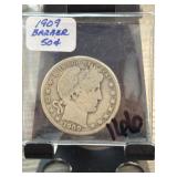 1909 Barber Half Dollar Coin in Sleeve
