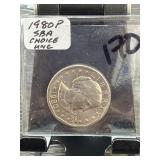 1980 P Susan B. Anthony Dollar Coin in Sleeve