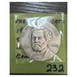 Round Metal Commemorative Medallion with Portrait