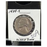 1939-S Jefferson Nickel in Holder