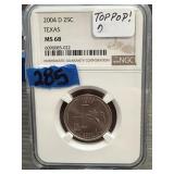 2004 D Texas Quarter in Graded Holder