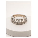 Silver-Tone Filigree Band Ring