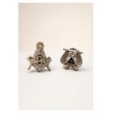 Pair of Silver-Tone Masonic Lapel Pins