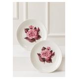 Two White Plates with Pink Floral Design