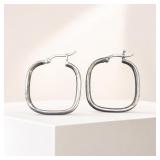 Silver-Tone Square Hoop Earrings