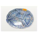 Blue and White Divided Ceramic Serving Dish