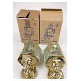 Pair of Gold-Tone Outdoor Wall Lanterns with Boxes