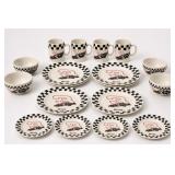 Black and White Checkered Ceramic Dinnerware Set