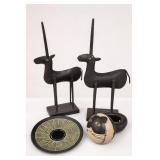Decorative Animal Figurines and Ceramic Bowls