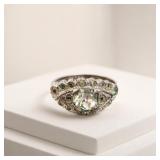 Silver-Tone Ring with Clear Stones