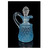 Blue Hobnail Glass Cruet with Stopper