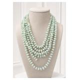 Multi-Strand Light Green Bead Necklace
