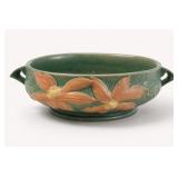 Green Ceramic Bowl with Orange Floral Design