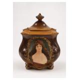 Lidded Ceramic Jar with Portrait Decoration