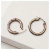 Twisted Silver-Tone Hoop Earrings