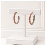 Pair of Red and Gold-Tone Hoop Earrings