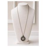 Silver-Tone Pendant Necklace with Round Medallion