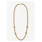 Gold-Tone Chain Necklace with Round Accents