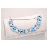 Blue and Silver-Tone Leaf Motif Bracelet