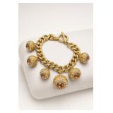 Gold-Tone Charm Bracelet with Round Pendants