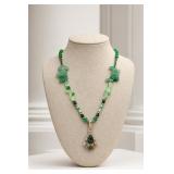 Green Beaded Necklace with Pendant