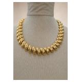 Gold-Tone Ribbed Bead Necklace