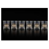 Set of Six Labeled Glass Tumblers