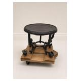 Round Metal and Wood Industrial Table