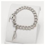Silver-Tone Chain Link Bracelet with Charms