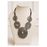 Silver-Tone Spiral Statement Necklace