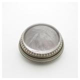 Round Silver-Tone Lidded Trinket Box