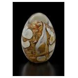 Brown and White Art Glass Egg