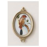 Framed Oval Bird Print