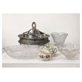 Assorted Glassware and Metal Covered Dish