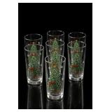 Set of Six Glasses with Christmas Tree Design