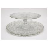 Two Clear Glass Cake Stands