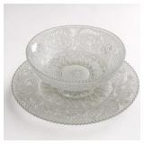 Clear Pressed Glass Bowl and Plate Set