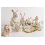 Assorted White Ceramic Rabbit Figurines