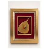 Framed Leaf Art with Red Background