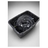 Black Plastic Bin of Assorted Cables