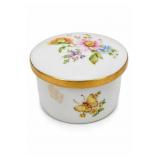 Round White Floral Decorated Trinket Box