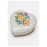 Heart-Shaped Floral Ceramic Trinket Box