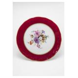Red and White Floral Decorated Plate
