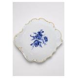 Blue and White Floral Porcelain Plate