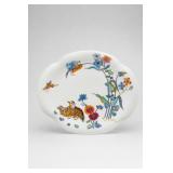 Oval Porcelain Tray with Floral and Bird Design