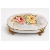 Oval Floral Decorated Trinket Box
