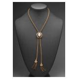 Metal Bolo Tie With Oval Centerpiece